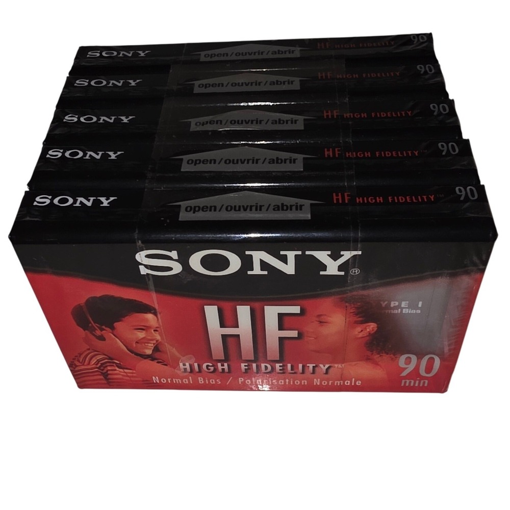 Sony HF‎ High Fidelity 90 Minute Blank Audio Cassette Tapes Lot of 5 Sealed